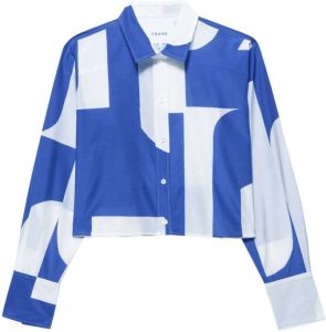 FRAME abstract-print cropped shirt Blauw