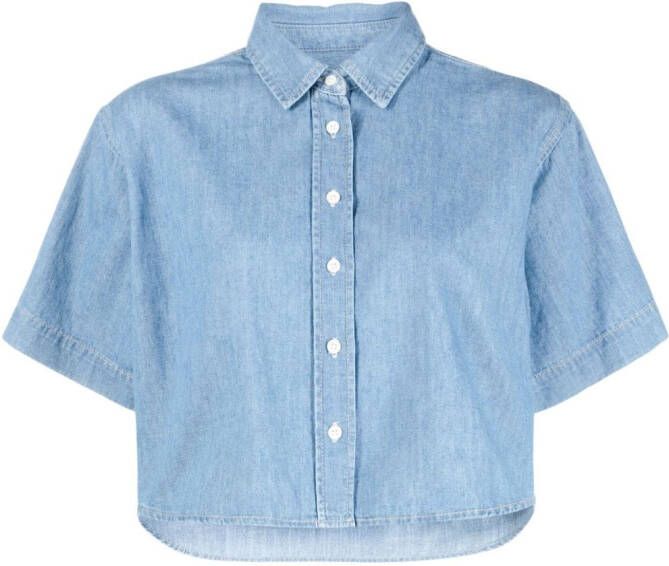 FRAME Blouse van katoen-linnenmix Blauw
