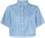 FRAME Blouse van katoen-linnenmix Blauw - Thumbnail 1