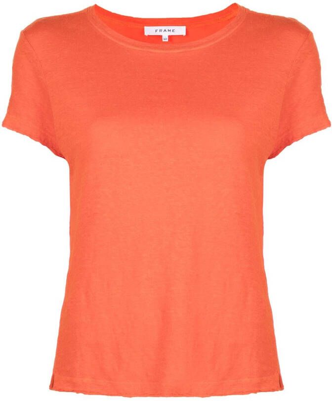 FRAME T-shirt met gerafelde afwerking Oranje
