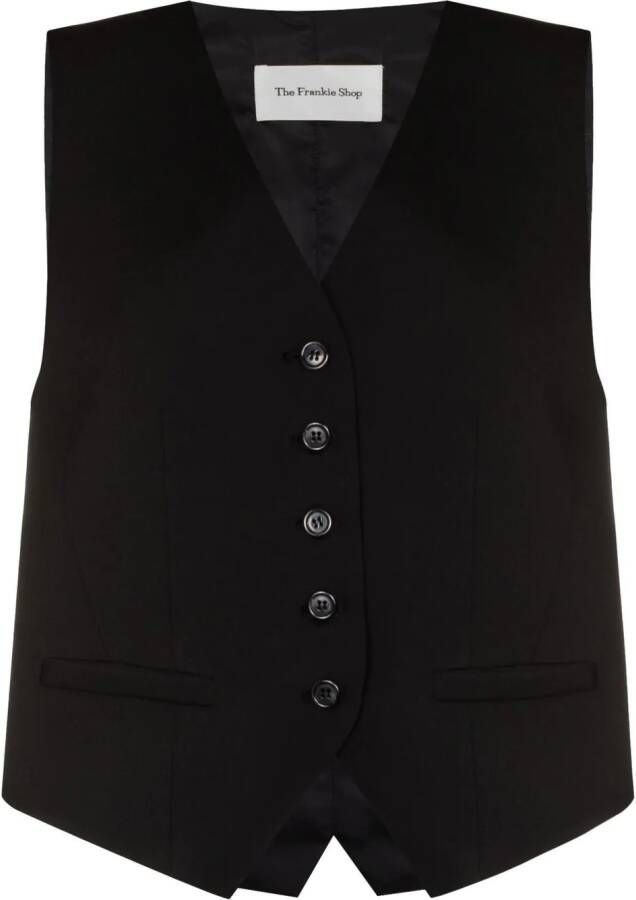The Frankie Shop Gilet met enkele rij knopen Zwart