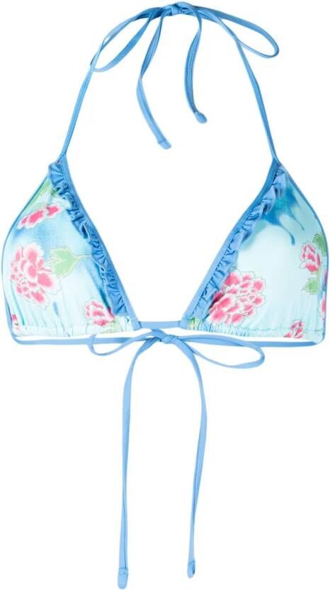 Frankies Bikinis Bikinitop met bloemenprint Blauw