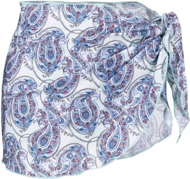 Frankies Bikinis Wikkelrok met paisley print Blauw