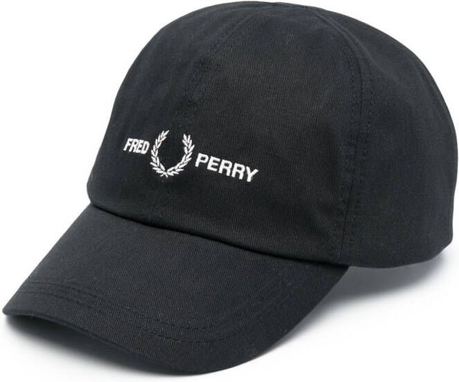 Fred Perry Honkbalpet met geborduurd logo Zwart