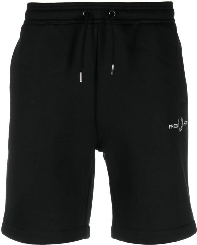 Fred Perry Bermuda shorts met geborduurd logo Zwart