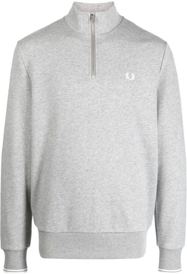 Fred Perry Sweater met geborduurd logo Grijs