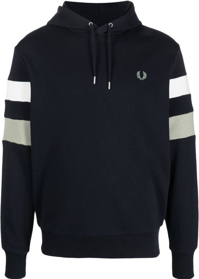 Fred Perry Hoodie met gestreepte mouwen Blauw