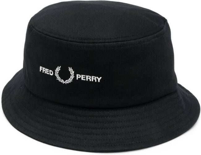 Fred Perry Vissershoed met geborduurd logo Zwart