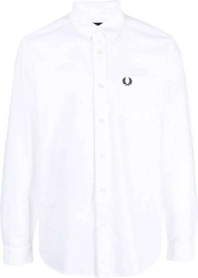 Fred Perry Overhemd met geborduurd logo Wit