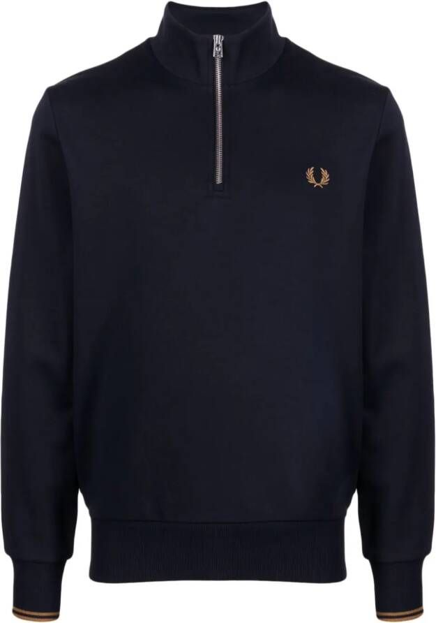 Fred Perry Sweater met geborduurd logo Blauw