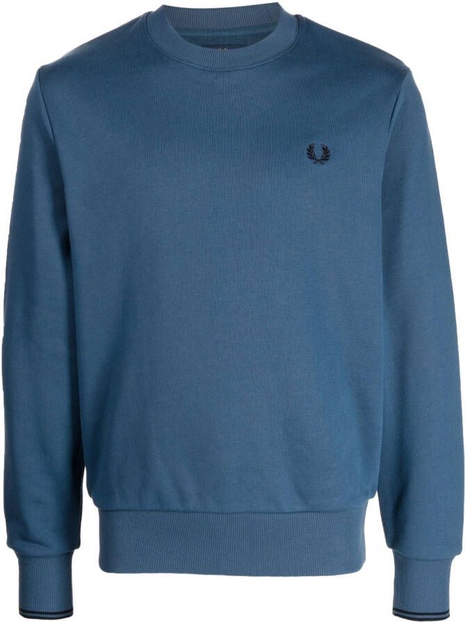Fred Perry Sweater met geborduurd logo Blauw
