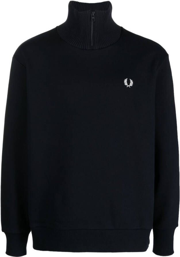 Fred Perry Sweater met halve rits Blauw