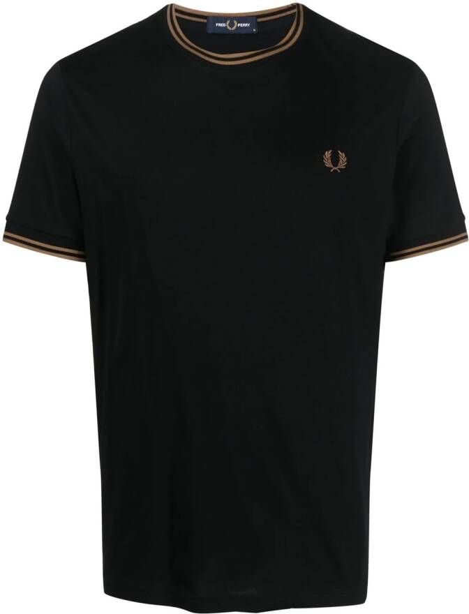 Fred Perry T-shirt met gestreepte afwerking Zwart