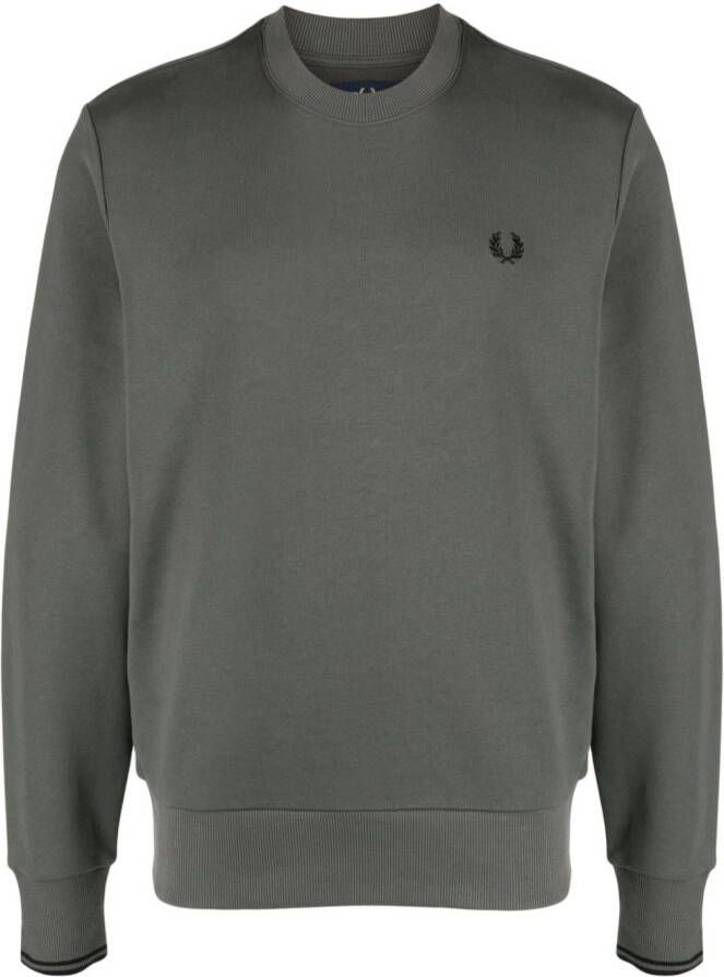 Fred Perry Sweater met geborduurd logo Groen