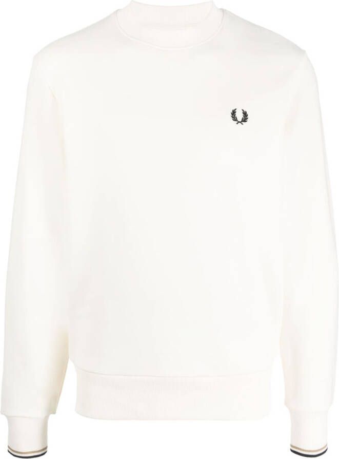 Fred Perry Sweater met geborduurd logo Wit