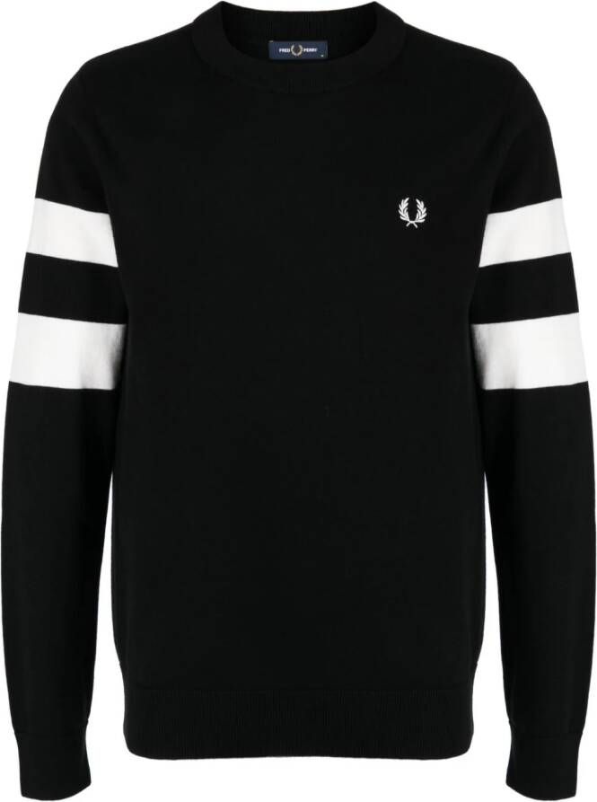 Fred Perry Sweater met geborduurd logo Zwart