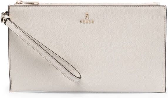 Furla Clutch met logoplakkaat Wit