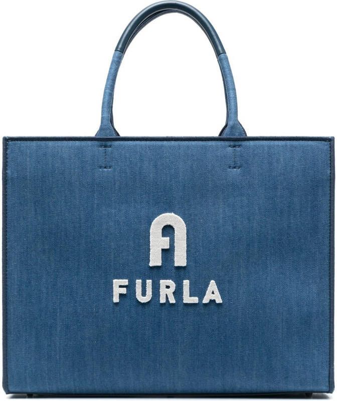Furla Shopper met logo-reliëf Blauw