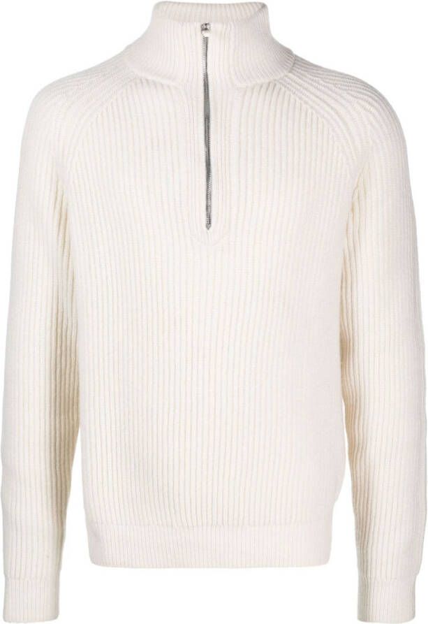 FURSAC Ribgebreide trui met rits Beige