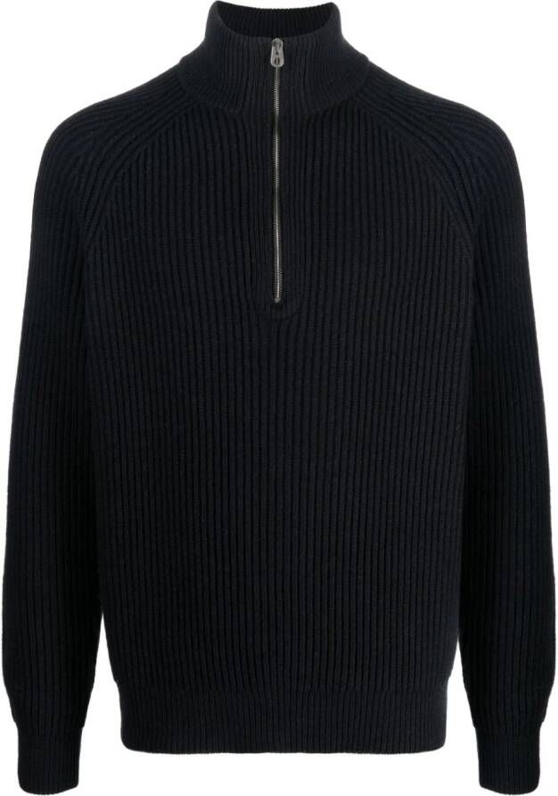 FURSAC Ribgebreide sweater met halve rits Blauw