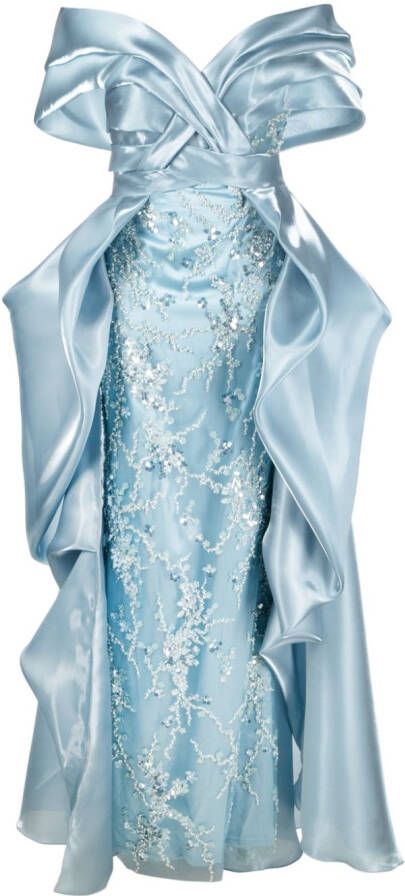 Gaby Charbachy Maxi-jurk verfraaid met pailletten Blauw