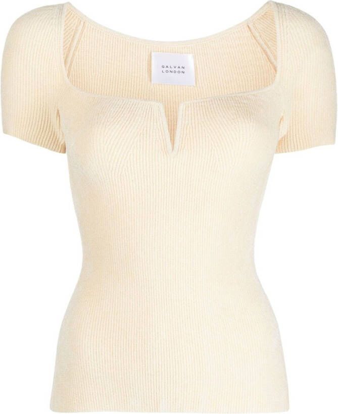 Galvan Geribbelde tanktop Beige