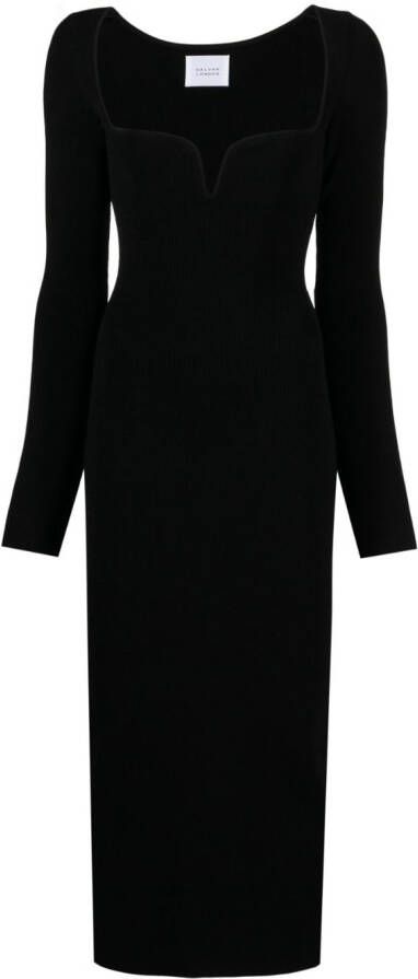 Galvan London Ribgebreide midi-jurk Zwart