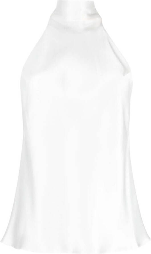 Galvan Blouse met satijnen afwerking Wit
