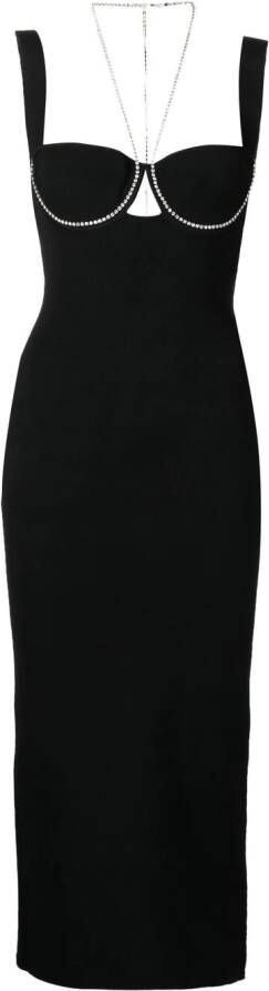 Galvan London Midi-jurk verfraaid met kristallen Zwart