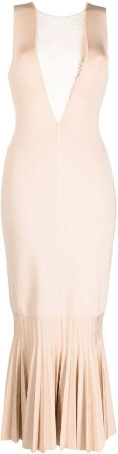 Galvan Erato jurk met geplooide afwerking Beige