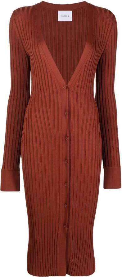 Galvan London Ribgebreide jurk Rood
