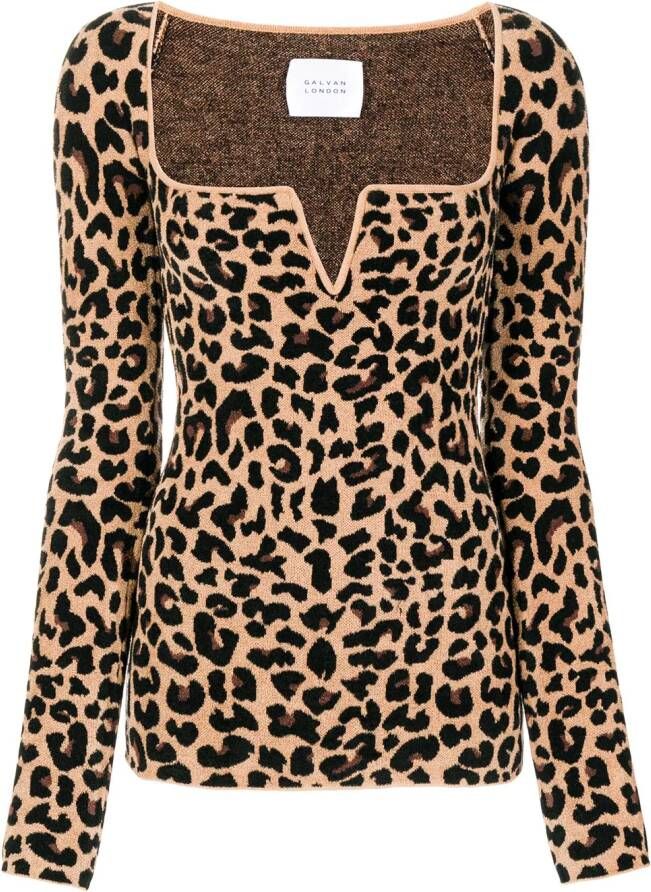 Galvan Top met luipaardprint Bruin