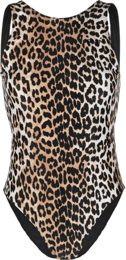 GANNI Badpak met luipaardprint Zwart