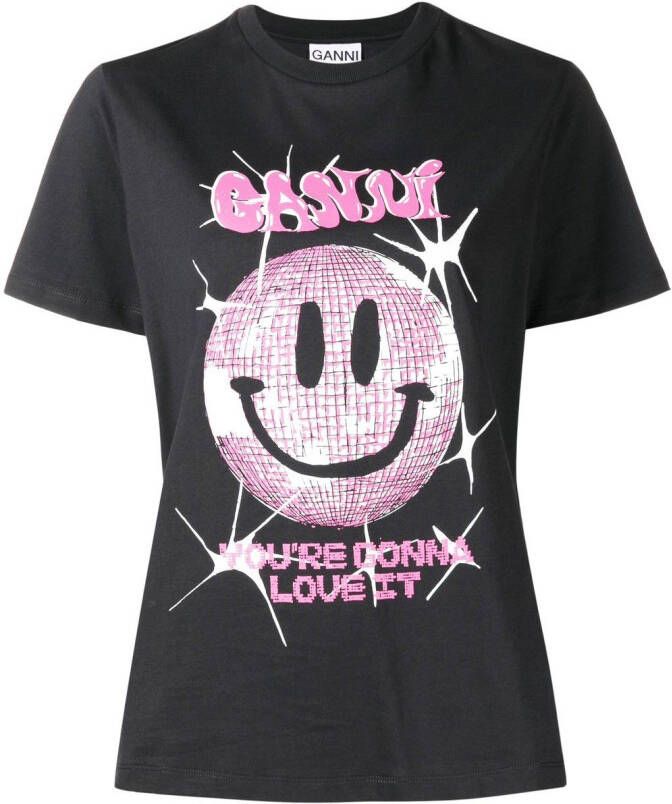 GANNI T-shirt met print Zwart