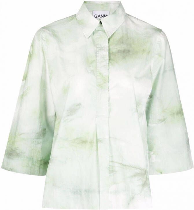 GANNI Blouse met geverfd-effect Groen