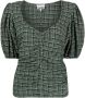 GANNI Blouse met ruches Groen - Thumbnail 1