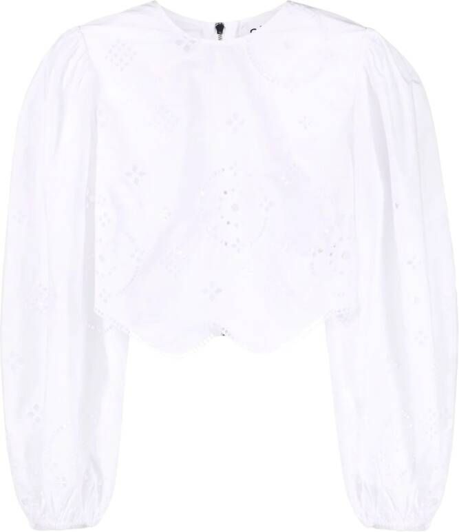 GANNI Broderie anglaise blouse Wit