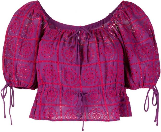 GANNI Broderie anglaise top Roze
