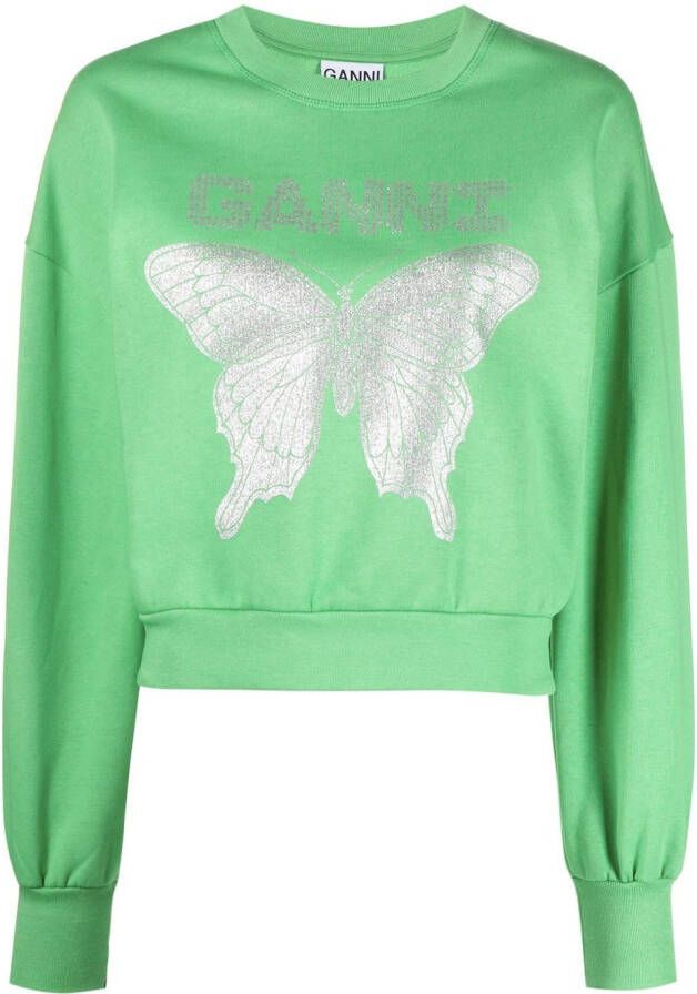 GANNI Sweater met vlinderprint Groen