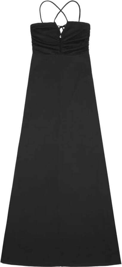 GANNI Maxi-jurk met gekruiste bandjes Zwart