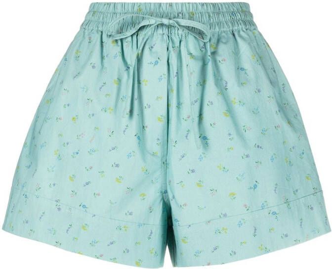 GANNI Shorts met bloemenprint Blauw