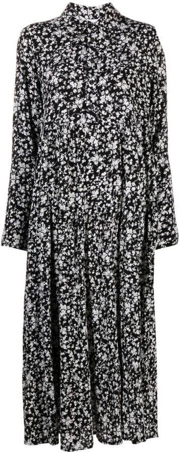GANNI Midi-jurk met bloemenprint Zwart