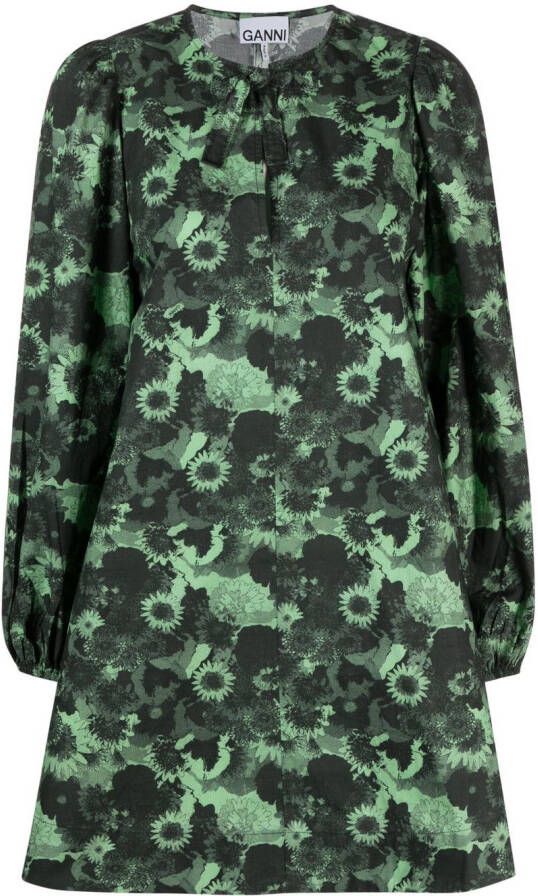 GANNI Mini-jurk met bloemenprint Groen