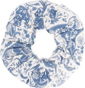 GANNI Scrunchie met bloemenprint Blauw