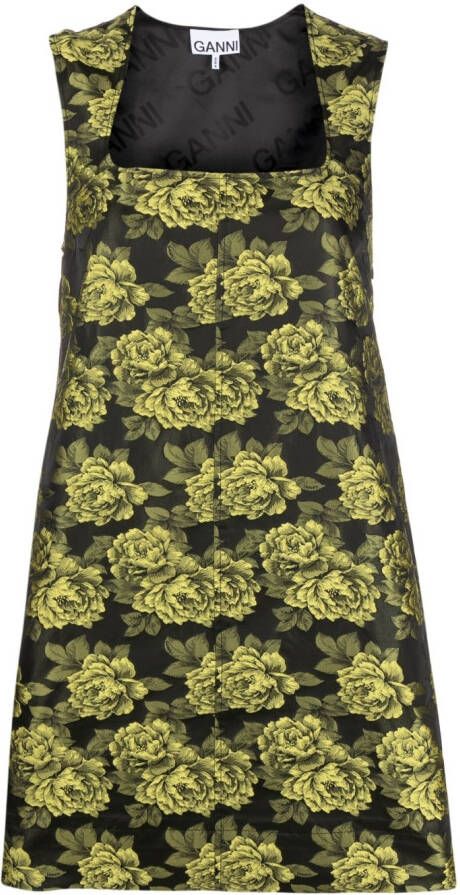 GANNI Mini-jurk met bloemjacquard Geel