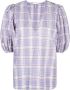 GANNI Geruite blouse Paars - Thumbnail 1