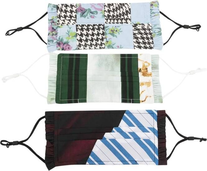 GANNI Geruite mondkapjes (set van 3) Veelkleurig