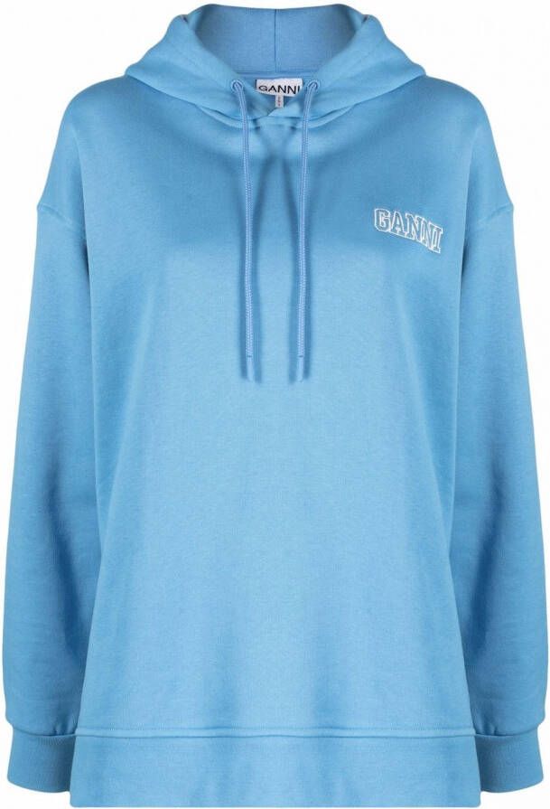 GANNI Hoodie met geborduurd logo Blauw