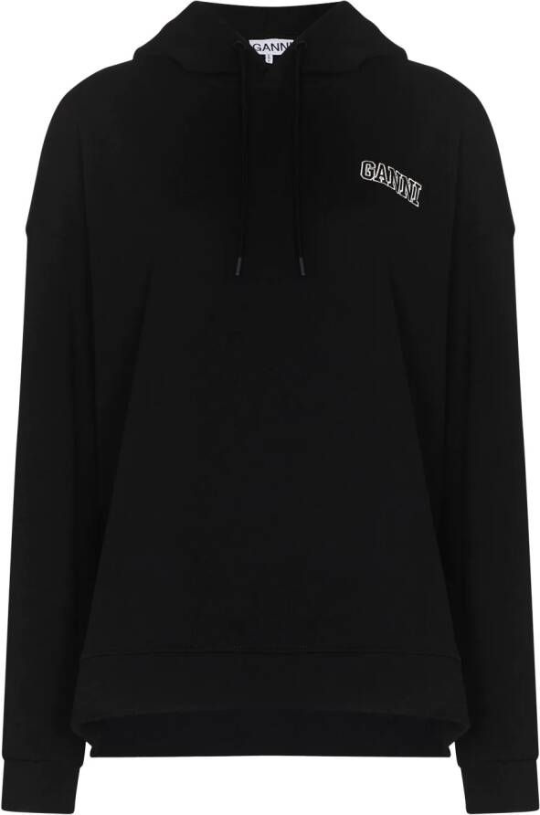 GANNI Hoodie met geborduurd logo Zwart