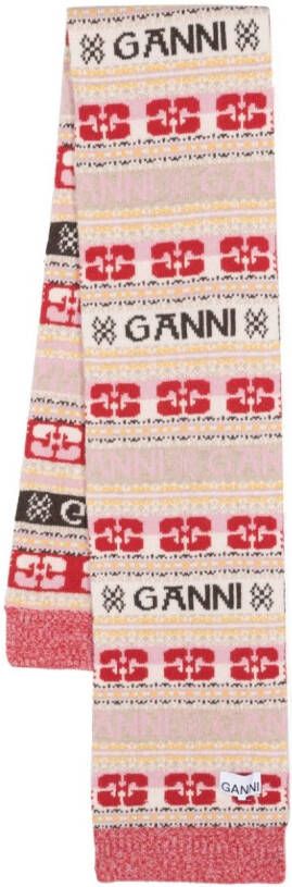 GANNI Intarsia sjaal Roze